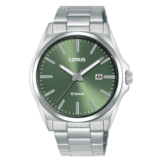 Gents Lorus Green Dial Batons and Date Window