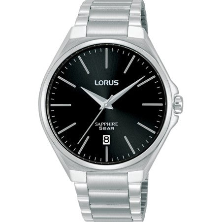 Gents Lorus Black Dial BAtons and Date Window