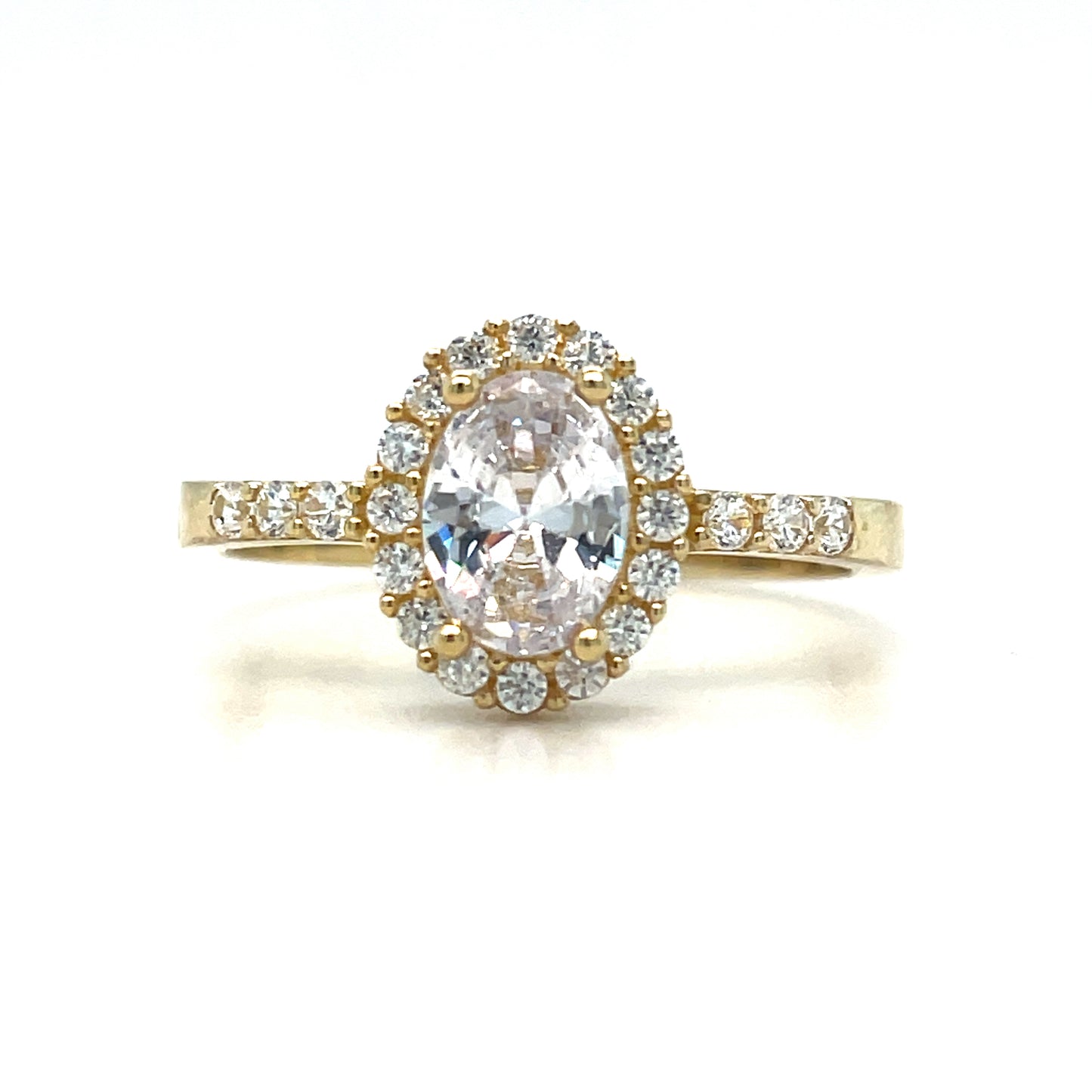 9ct Oval Solitaire Cubic Zirconia Stone Set Shoulder Dress Ring