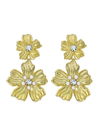 Ted Baker Gold Plated Pettala Flower Drop Earrings