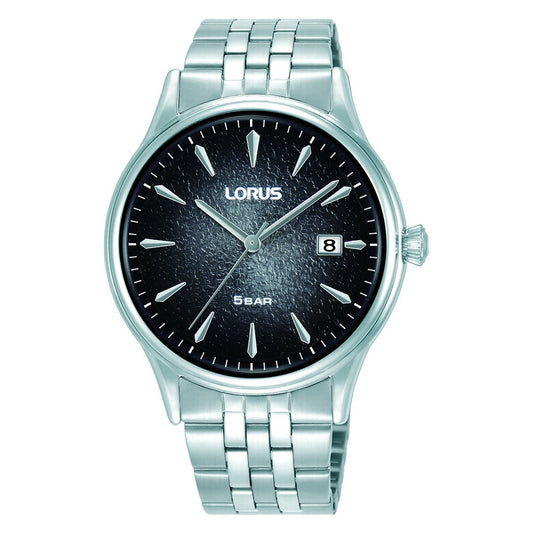 Gents Lorus Black Dial Date Window