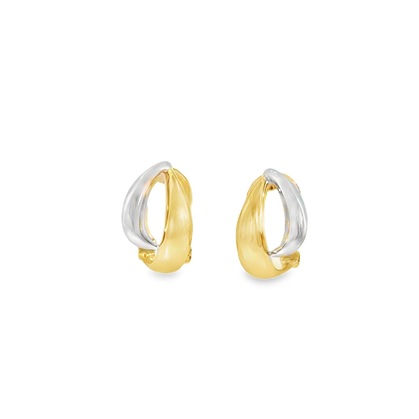 Sterling Silver and Gold Plated Double Swirl Clip on Earrings