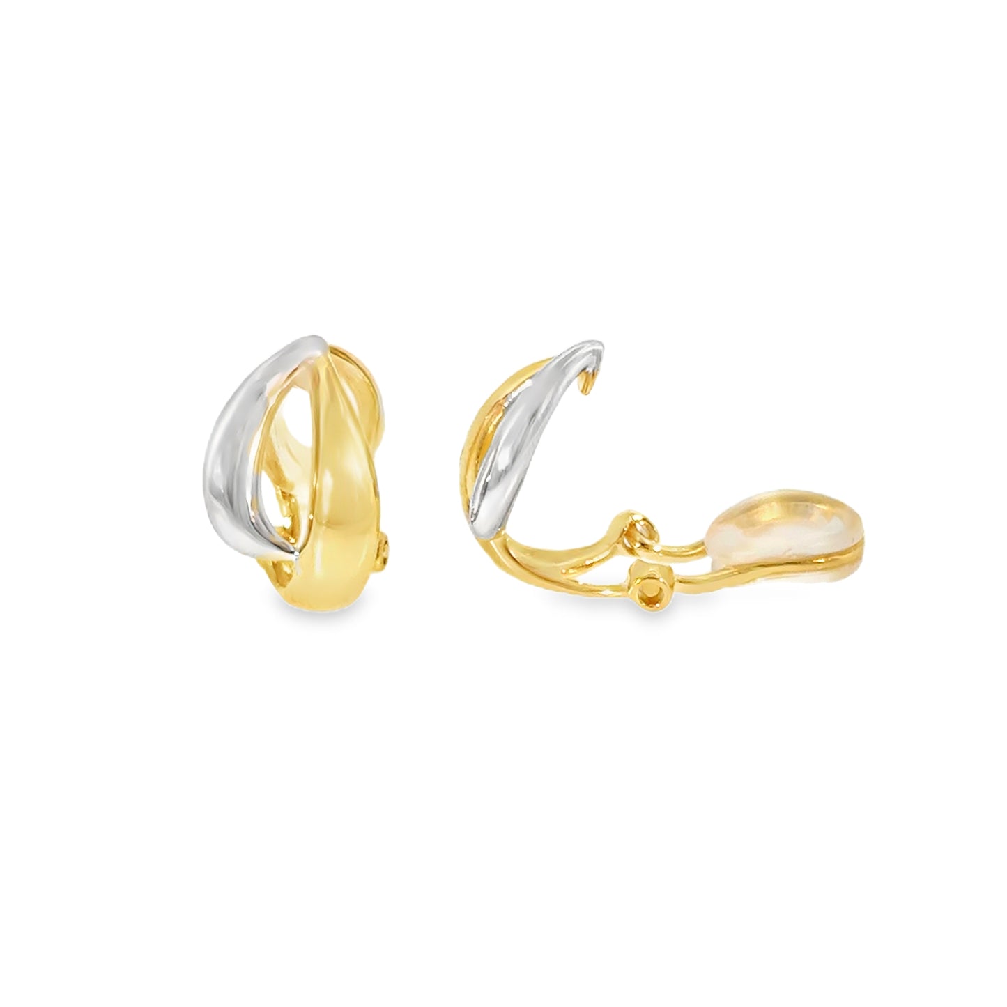Sterling Silver and Gold Plated Double Swirl Clip on Earrings