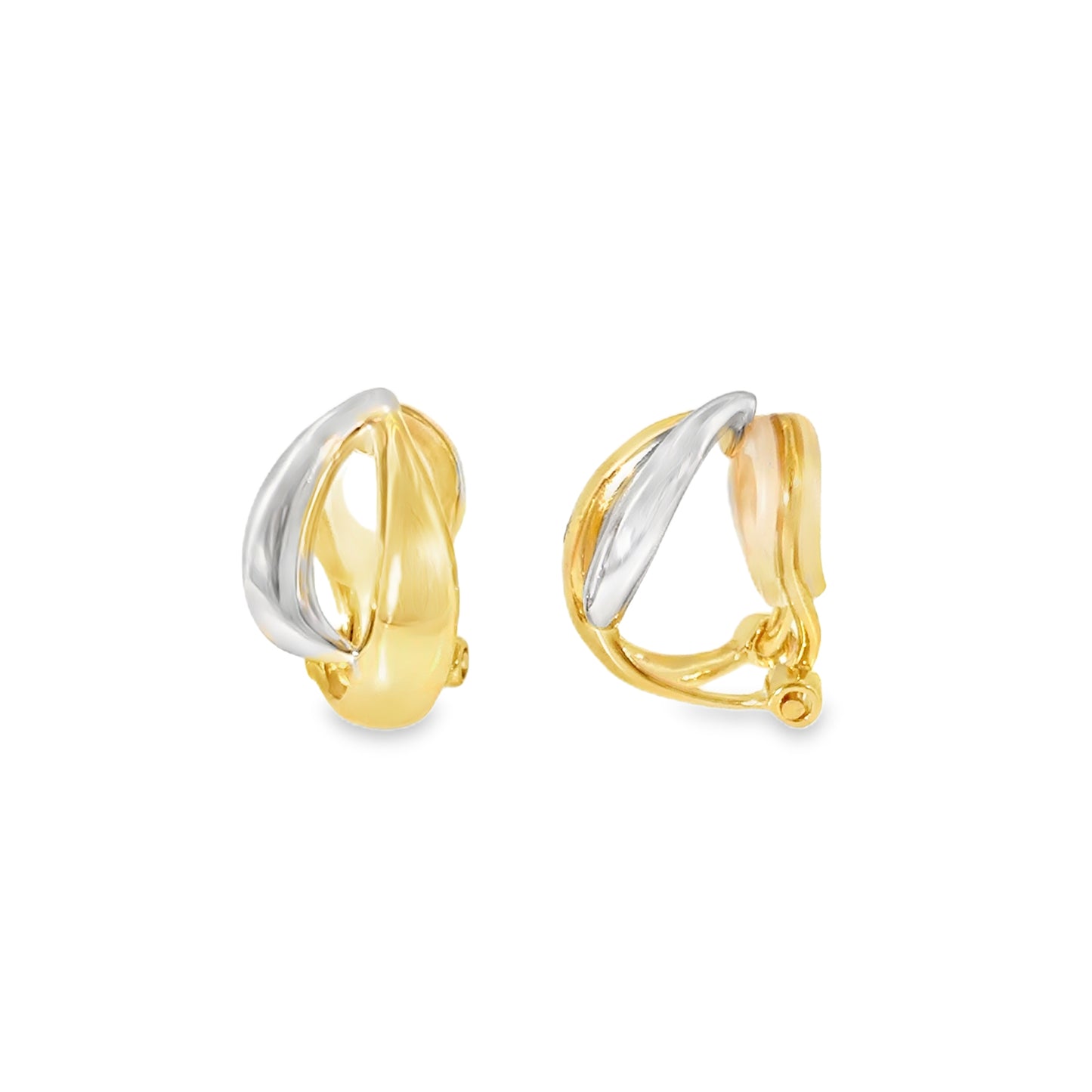 Sterling Silver and Gold Plated Double Swirl Clip on Earrings