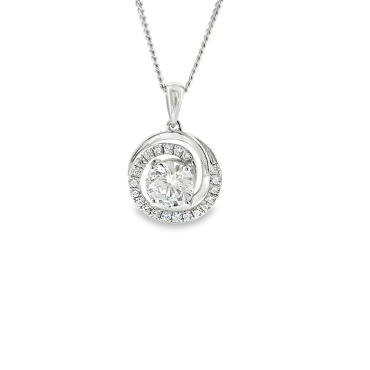 Sterling Silver Round CZ Swirl Pendant
