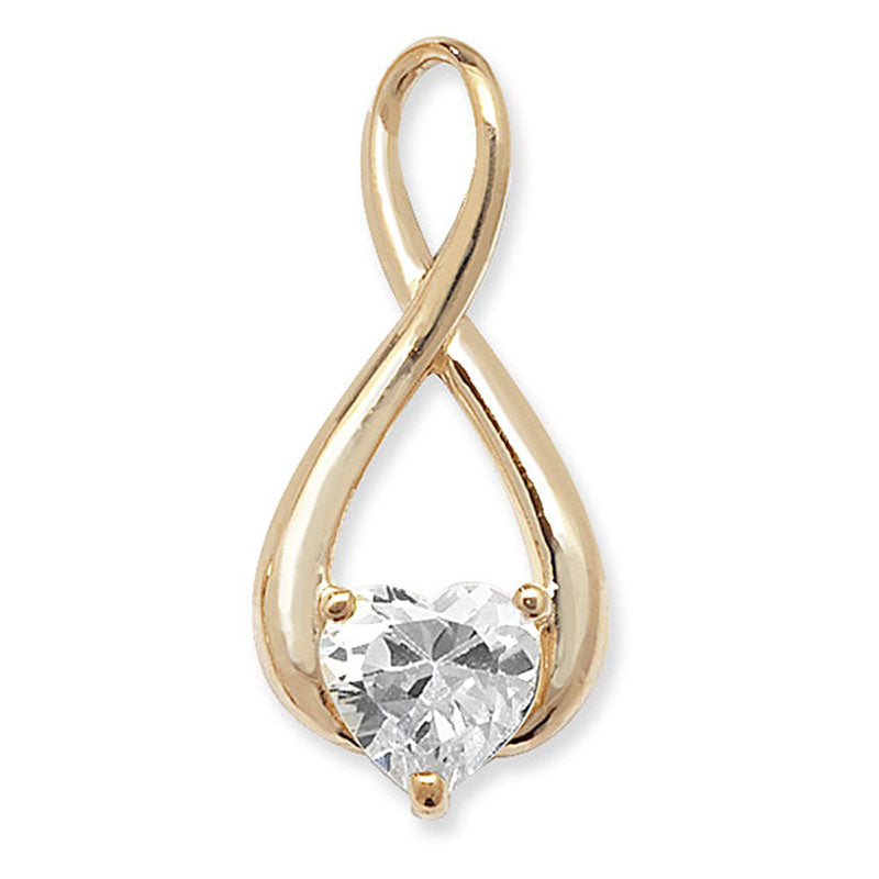 9ct Open Infinity Pendant With CZ Heart