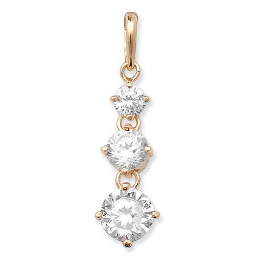 9ct 3 CZ Graduated Drop Pendant