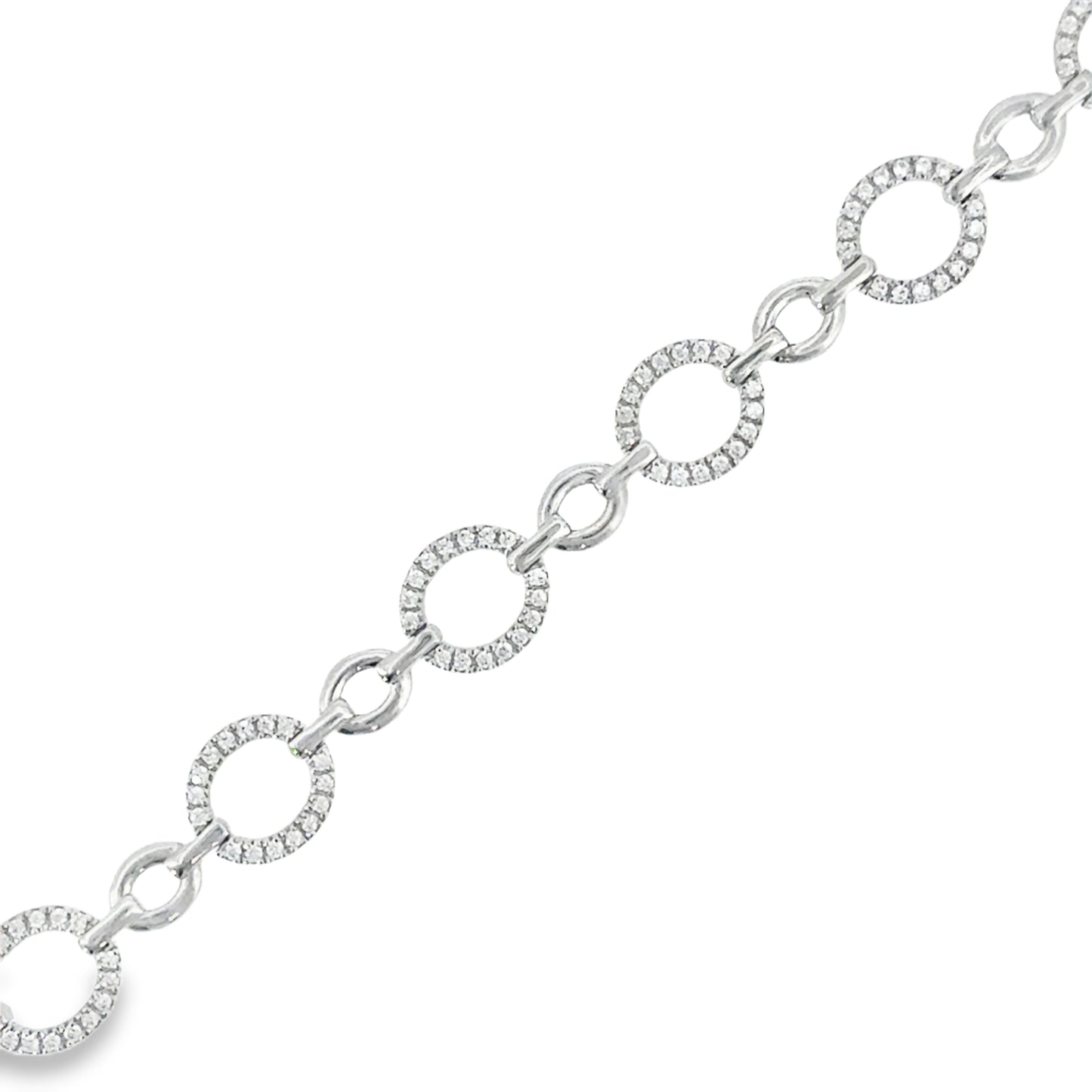 Sterling Silver CZ and Polished Open Circle Link Bracelet