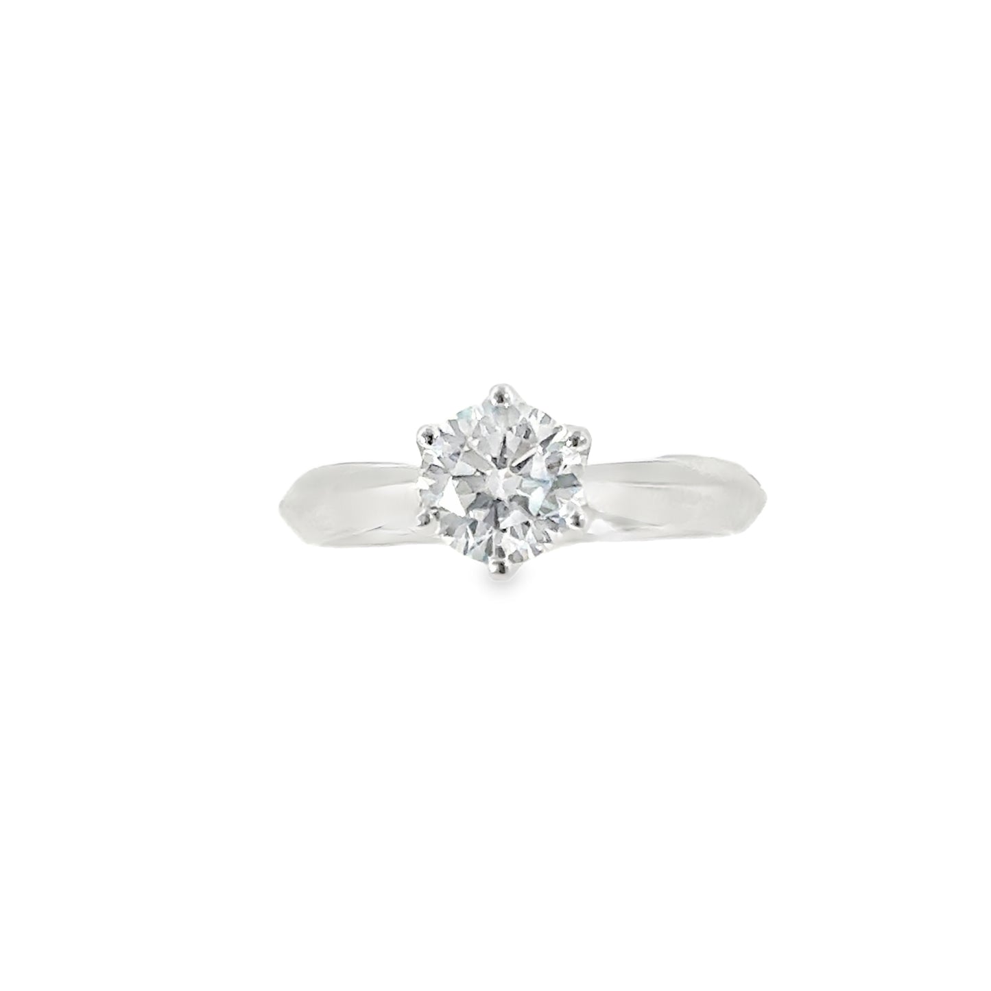 Sterling Silver Six Claw Round CZ Solitaire Ring with CZ Gallery