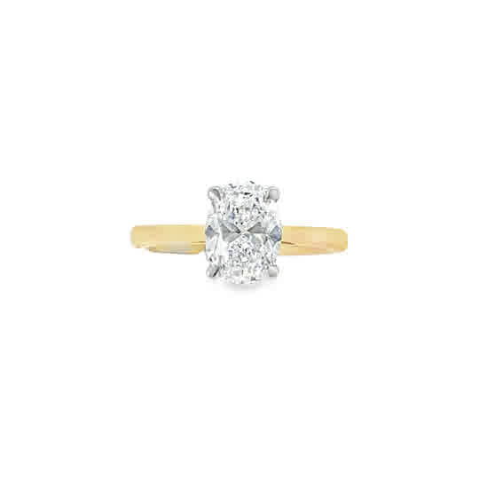 9ct Cultured Diamond 4 Claw Oval Cut Solitaire Ring 1.50ct