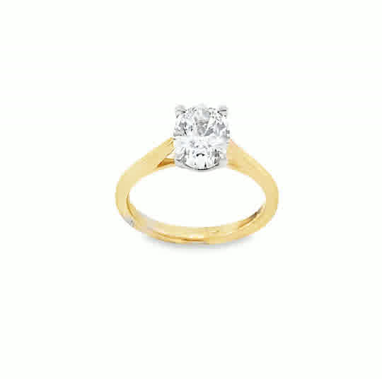 9ct Cultured Diamond 4 Claw Oval Cut Solitaire Ring 1.50ct