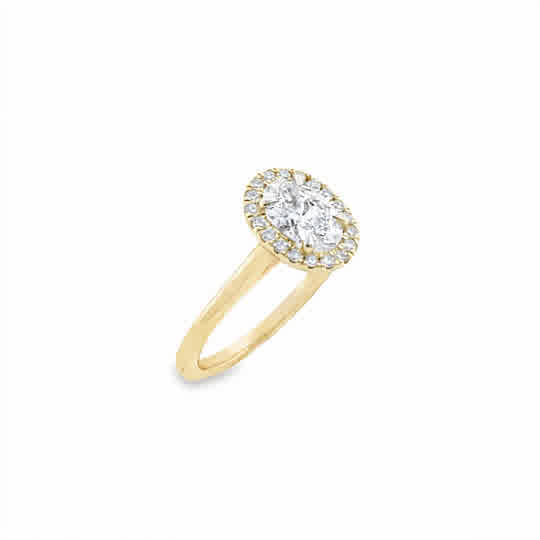 9ct Oval Cut Cultured Diamond Ring With Halo 1.21ct