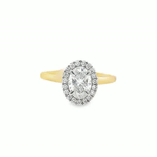 9ct Oval Cut Cultured Diamond Ring With Halo 1.21ct