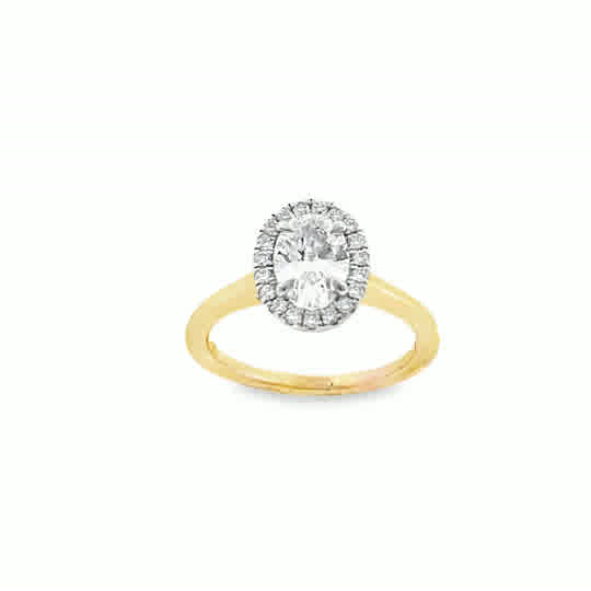 9ct Oval Cut Cultured Diamond Ring With Halo 1.21ct