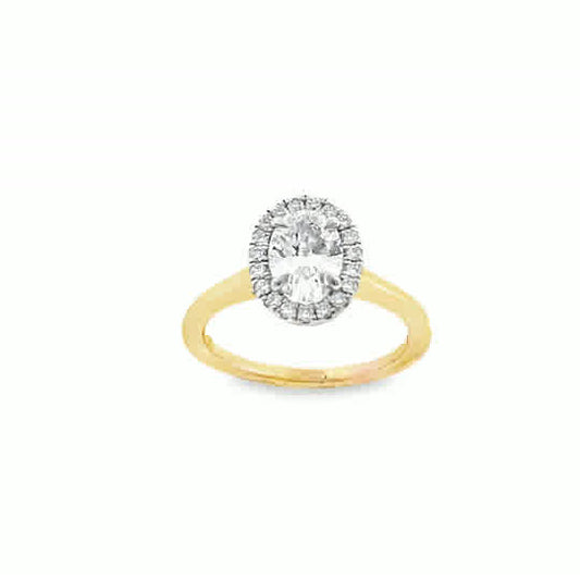 9ct Oval Cut Cultured Diamond Ring With Halo 1.21ct