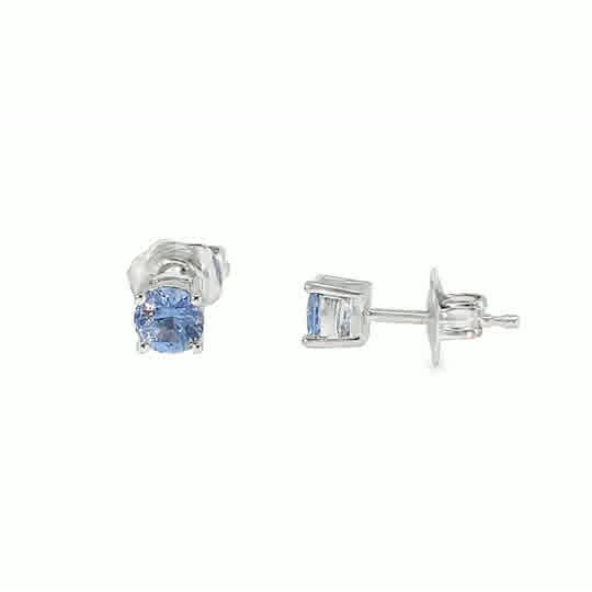 Sterling Silver CZ 5mm Round Light Blue Stud Earrings