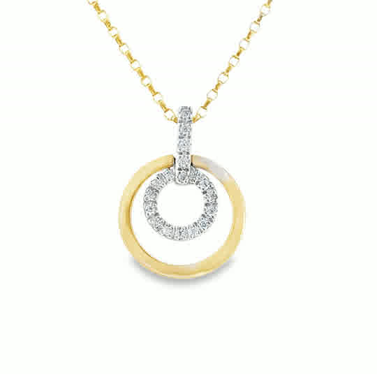 9ct CZ Open Double Circle Pendant