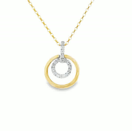 9ct CZ Open Double Circle Pendant