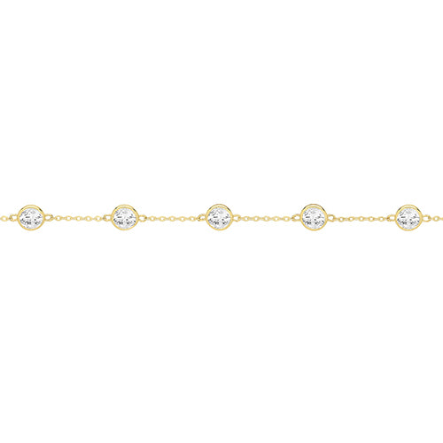 9ct Yellow Gold Rubover CZ Scatter Bracelet