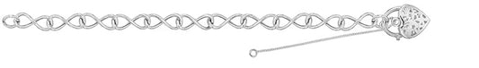 Sterling Silver Infinity Link Bracleet with Heart Charm