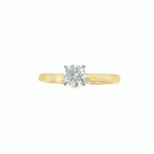 9ct Yellow Gold Round Brilliant Solitaire Diamond Ring .57ct