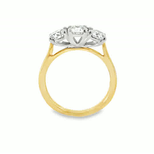 9ct Yellow Gold Round Brilliant Three Stone Diamond Ring 1.52ct