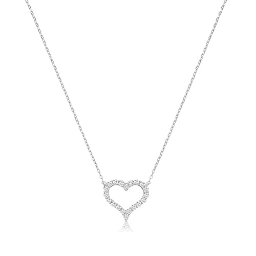 Sterling Silver Open CZ Heart Necklet