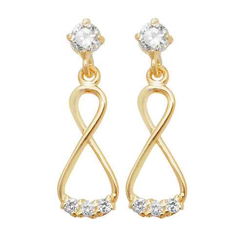 9ct Yellow Gold CZ Infinity Drop Earrings