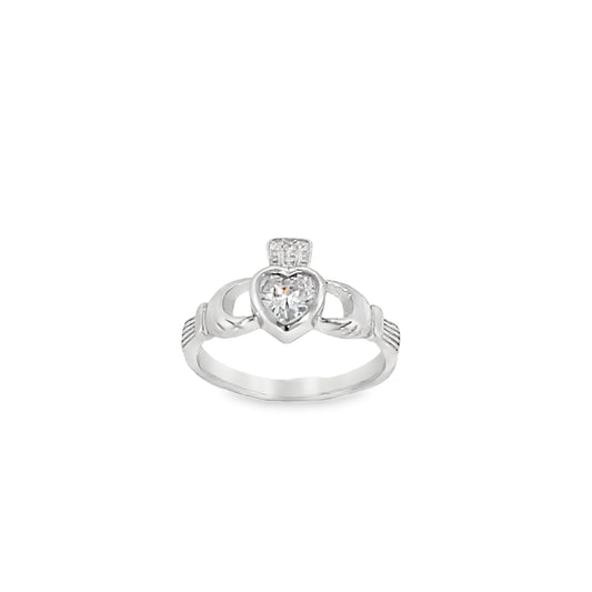 Sterling Silver CZ Claddagh Ring