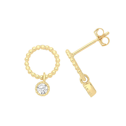 9ct E/rg Op Bubble Circ CZ Drop