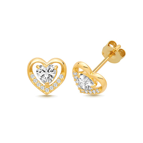 9ct E/rg CZ/Pol Hrt CZ Cen
