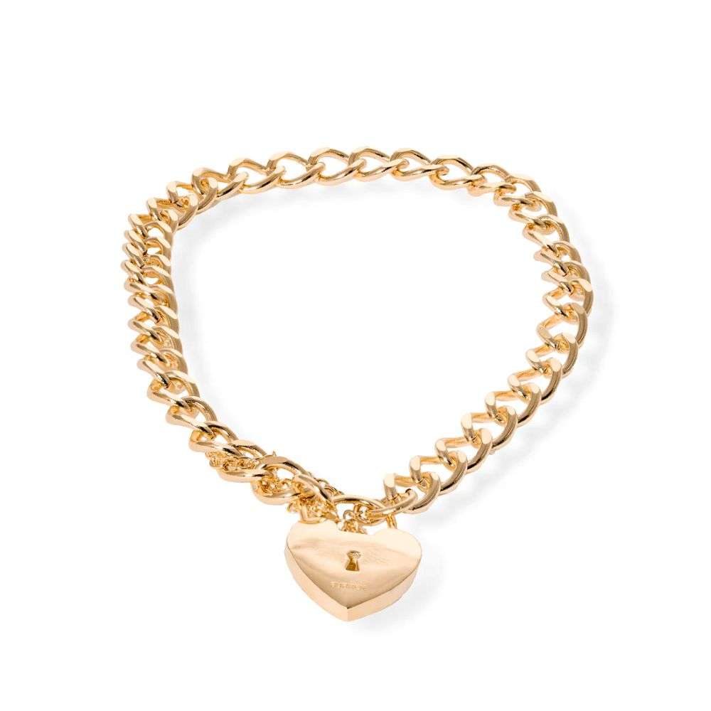 Burren 18ct Gold Plated To The Moon Curb Padlock Bracelet