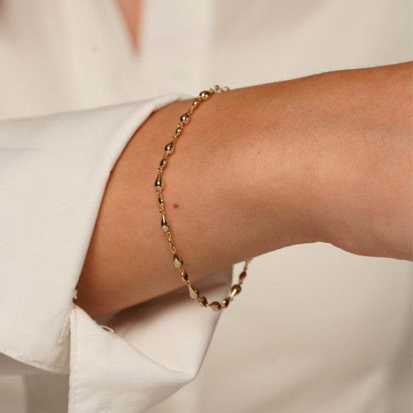 Burren 18ct Gold Plated Pink Lady Beaded Bracelet