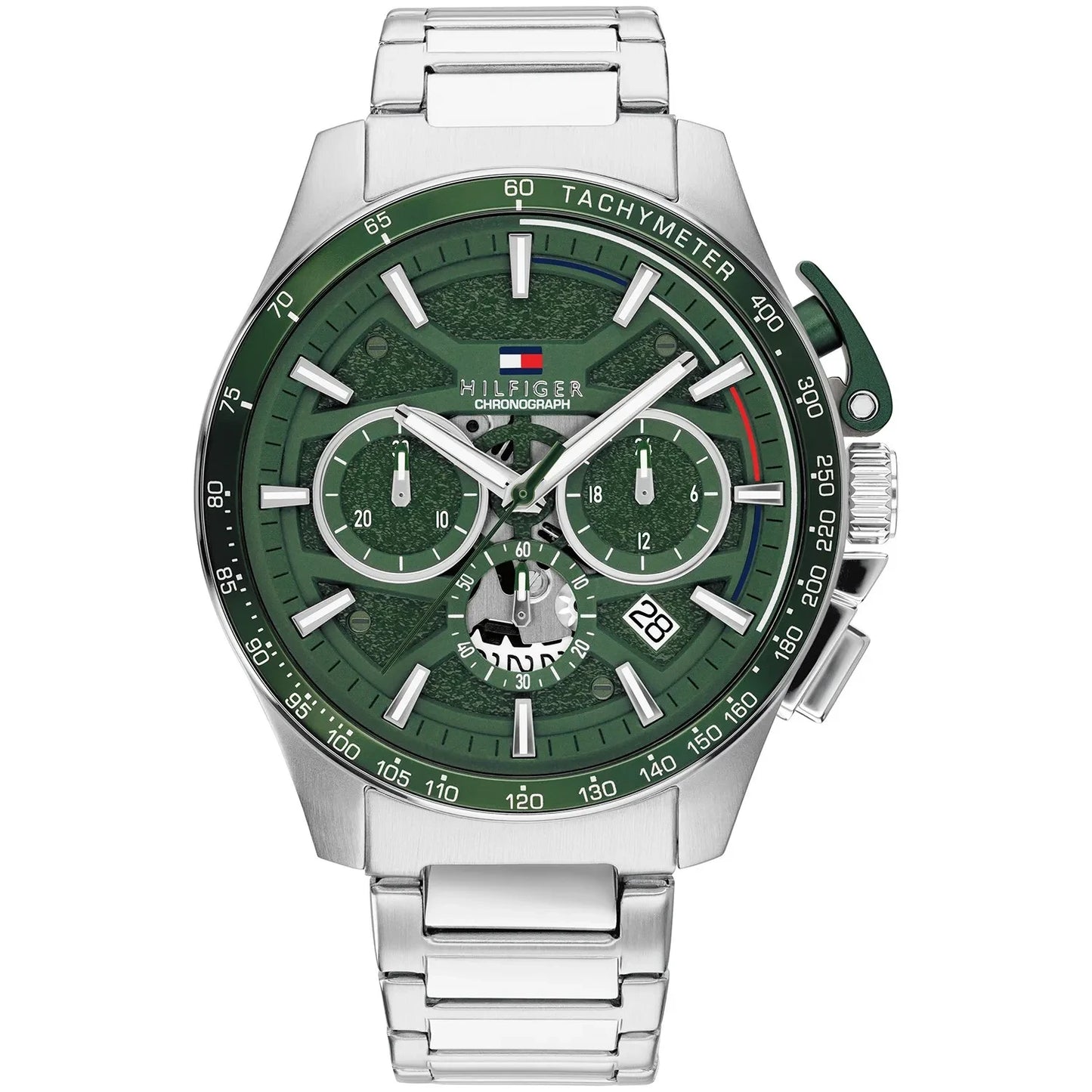 Gents Tommy Hilfiger Bank Chronograph Tahcymeter Green Dial
