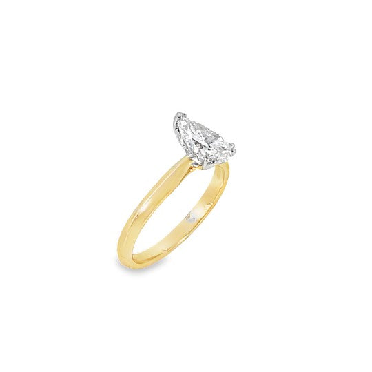 9ct Cultured Diamond Pear Cut Solitaire Ring 1.00ct