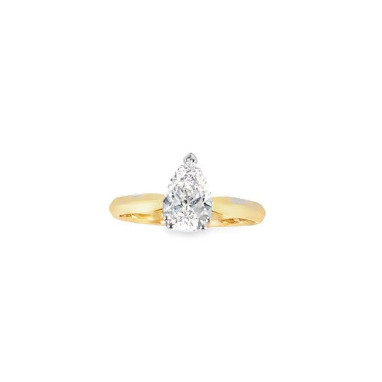9ct Cultured Diamond Pear Cut Solitaire Ring 1.00ct