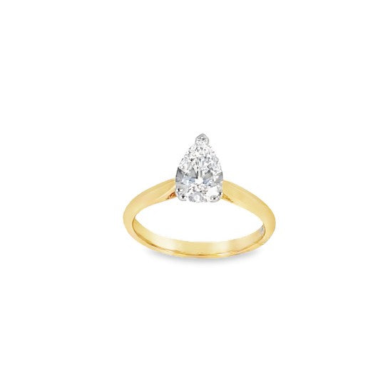 9ct Cultured Diamond Pear Cut Solitaire Ring 1.00ct