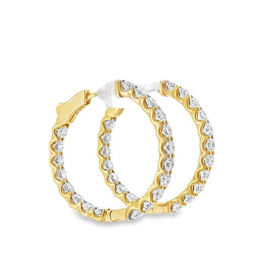 9ct Gold Round Brilliant Cultured Diamond Set Hoop Earrings 5.00ct