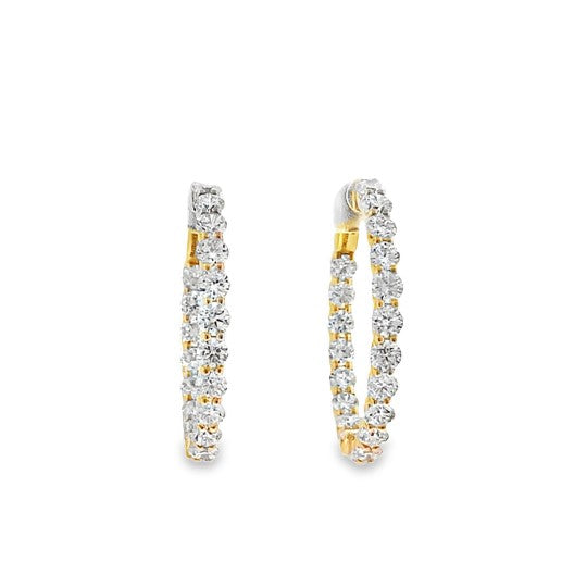9ct Gold Round Brilliant Cultured Diamond Set Hoop Earrings 5.00ct