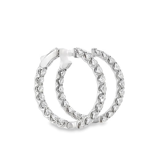 9ct White Gold Round Brilliant Cultured Diamond Set Hoop Earrings 5.00ct