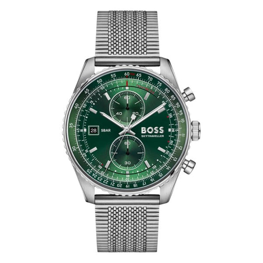 Gents Hugo Boss Skytraveller Chronograph Green Dial