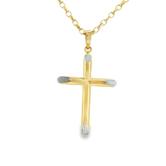 9ct 2 Colour Reversible Cross Pendant 30x20mm