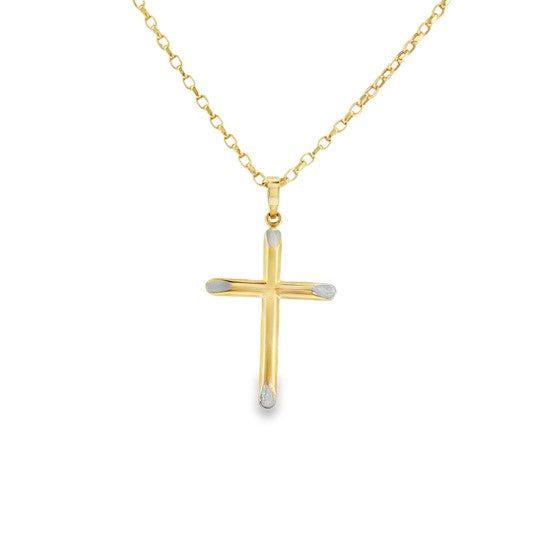 9ct 2 Colour Reversible Cross Pendant 30x20mm