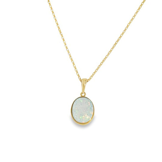 9ct Opal Oval Rubover Pendant