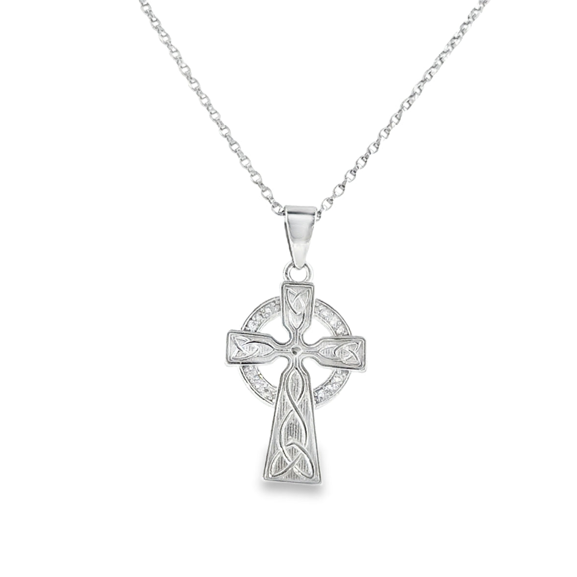 Sterling Silver CZ Celtic Cross Pendant
