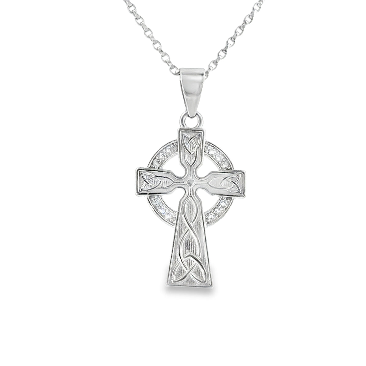 Sterling Silver CZ Celtic Cross Pendant