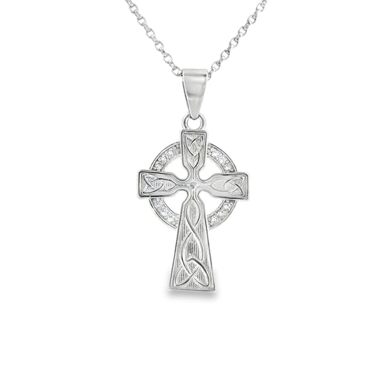 Sterling Silver CZ Celtic Cross Pendant