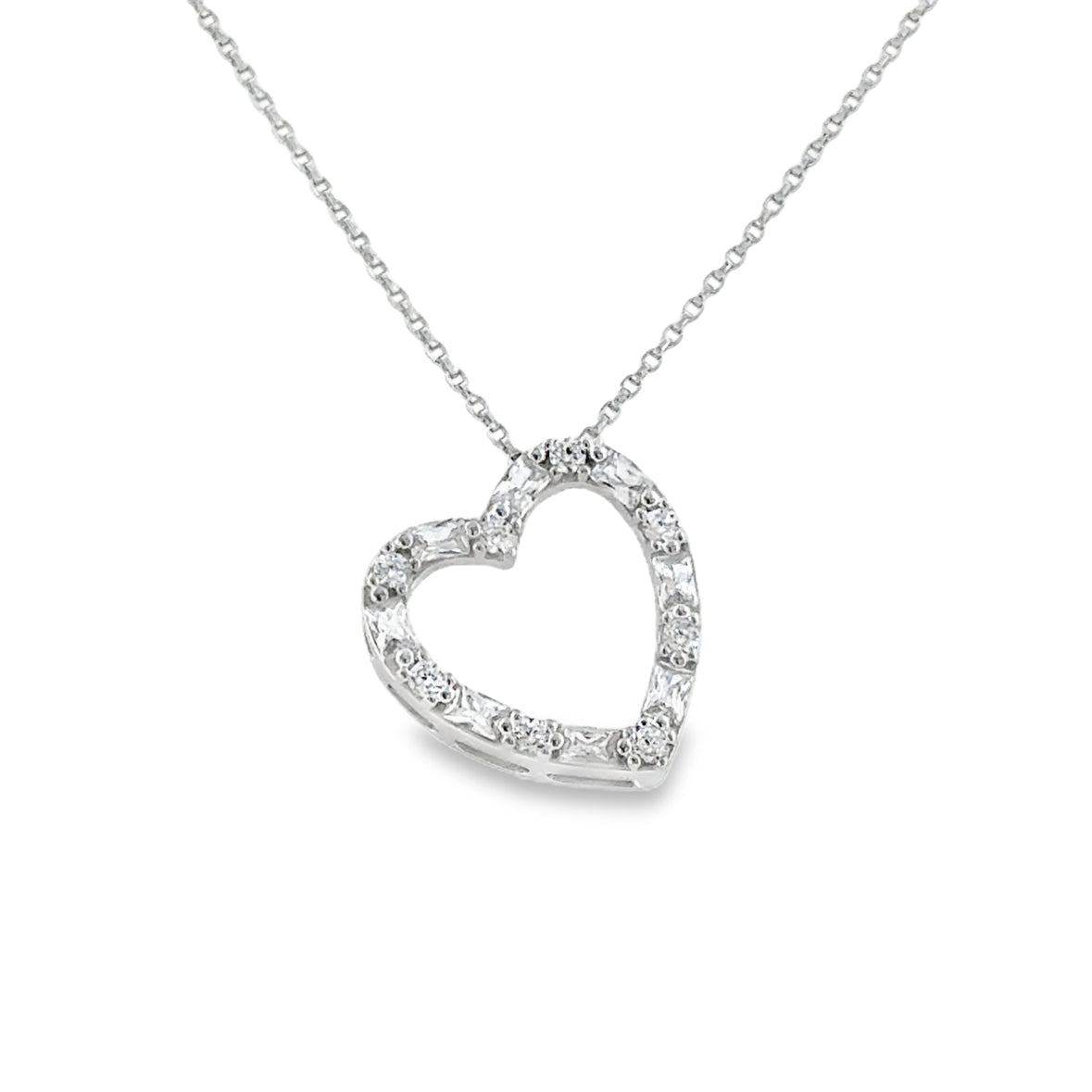 Sterling Silver Open CZ Heart Pendant