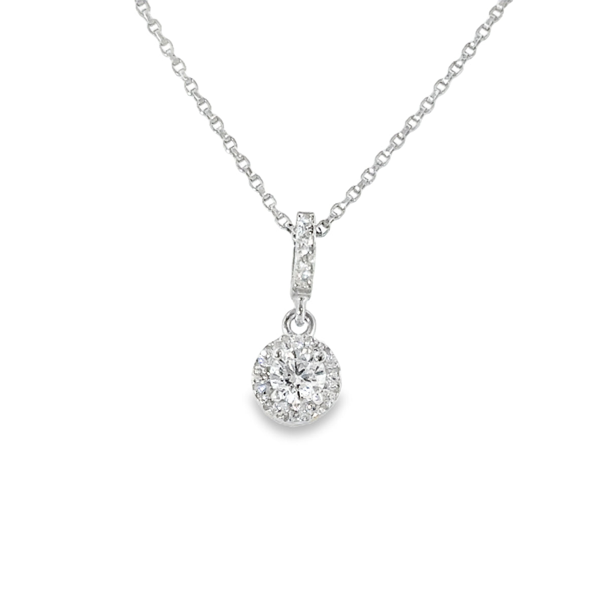 Sterling silver CZ Halo Pendant with CZ Baile
