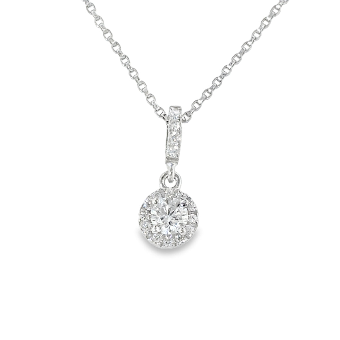 Sterling silver CZ Halo Pendant with CZ Baile